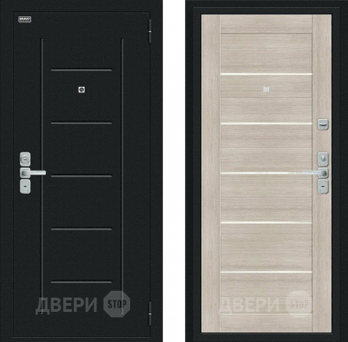 Входная металлическая Дверь Bravo Райт Букле черное/Cappuccino Veralinga в Долгопрудном