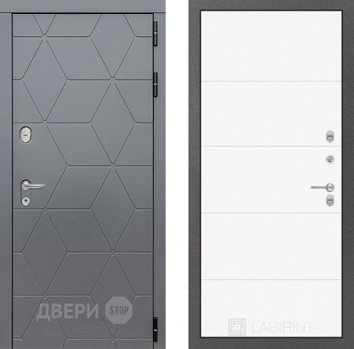 Входная металлическая Дверь Лабиринт (LABIRINT) Cosmo 13 Белый софт в Долгопрудном