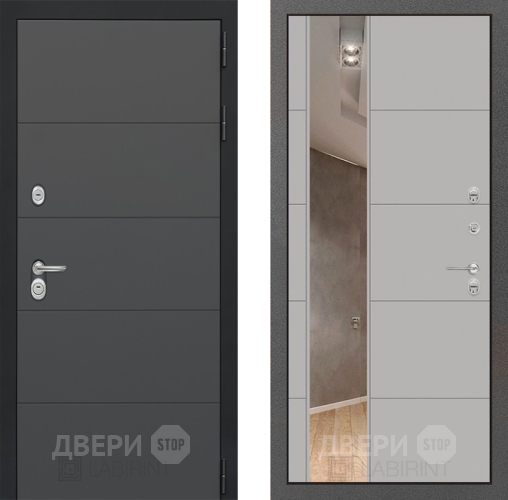 Дверь Лабиринт (LABIRINT) Art Зеркало 19 Грей софт в Долгопрудном