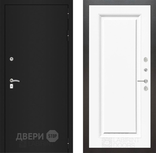 Дверь Лабиринт (LABIRINT) Classic шагрень черная 27 Белый (RAL-9003) в Долгопрудном