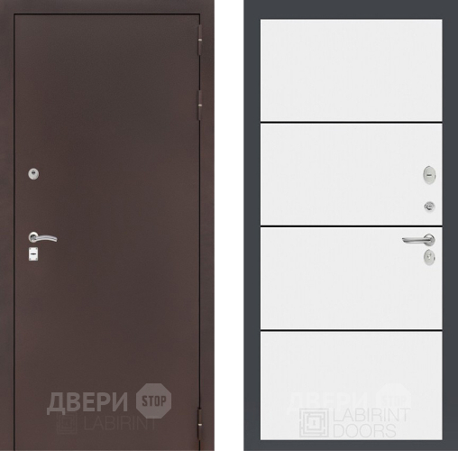 Дверь Лабиринт (LABIRINT) Classic антик медь 25 Белый софт в Долгопрудном