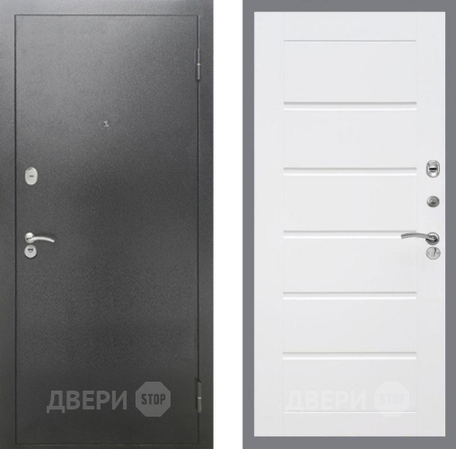 Входная металлическая Дверь Рекс (REX) 2А Серебро Антик Сити Белый ясень в Долгопрудном