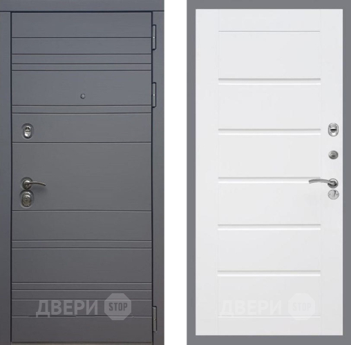 Входная металлическая Дверь Рекс (REX) 14 силк титан Сити Белый ясень в Долгопрудном