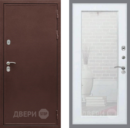 Входная металлическая Дверь Рекс (REX) 5А Зеркало Пастораль Белый ясень в Долгопрудном